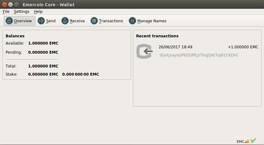 emercoin-qt GUI