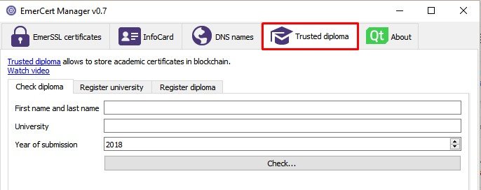 Trusted Diploma GUI from EmerCert